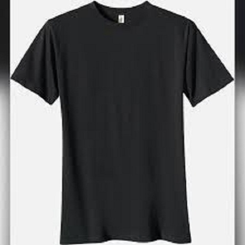 पुरुषों के लिए आरामदायक और हवा पार होने योग्य गोल नेक शॉर्ट स्लीव काली टी-शर्ट