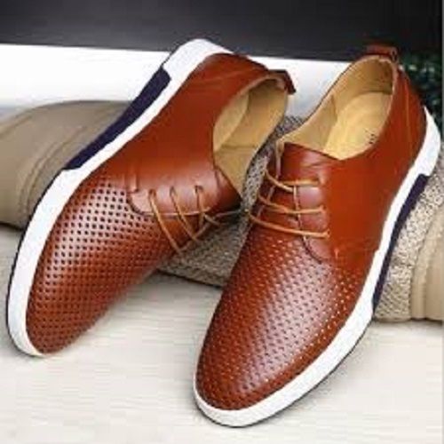 Men Easy To Wear Light Weight Long Durable White And Brown Sports Shoes