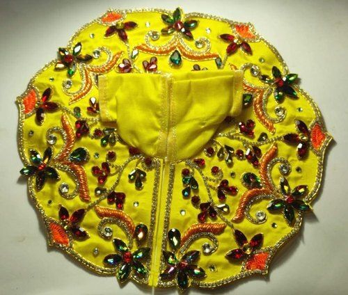 Stylish And Beautiful Look Light Weight Silk Stone Work Yellow Laddu Gopal Dress