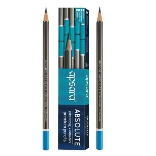Extra Dark Writing And Drawing Round Wood Apsara Pencils - 2.9cm Size, Black and Cement Color | Lightweight, Easy to Carry, Organized Compartments for Supplies