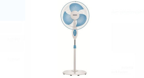 White And Blue 3 Star 220 Volt 50 Watt Electrical Pedestal Fan For Home And Office Blade Material: Plastic