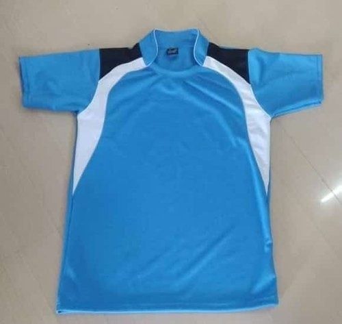 Plain Boys Short Sleeves Summer Wear Comfortable Blue Polyester T-Shirts