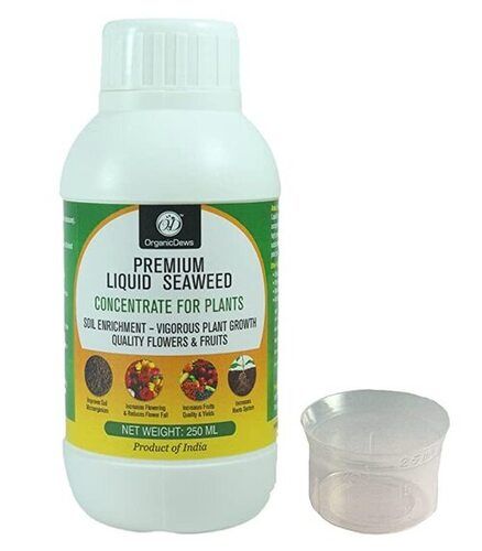 White Organic Dews Liquid Seaweed Concentrate For Plants 250 Ml With Measuring Cup 25 Ml Fertilizer For All Indoor And Outdoor Plants