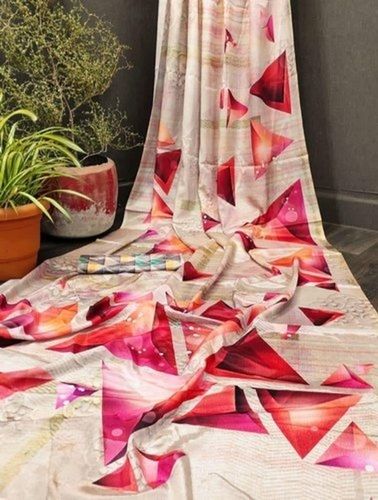 Summer Party Wear Skin Friendly Comfortable Breathable Lite Weight Digital Print Art Silk Saree