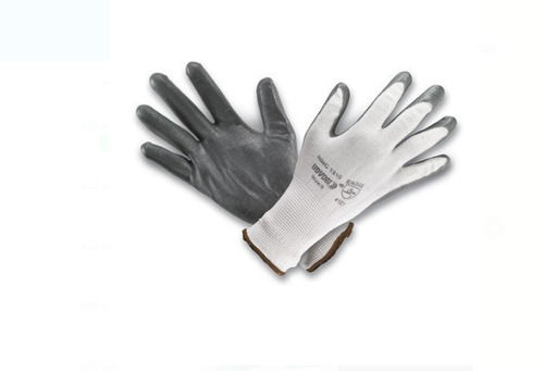 Black And White Full Fingered Nitrile Coated Hand Gloves 