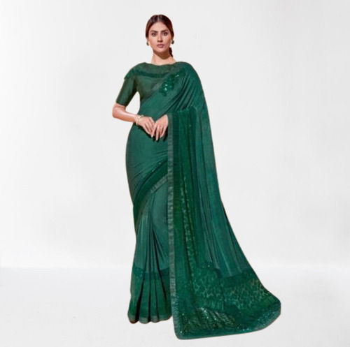 Dark Green Party Wear Georgette Saree