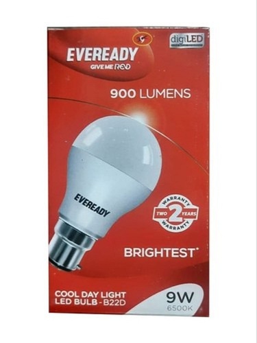 Eveready 9 Watt LED Bulb - Ceramic Body, Round Shape, Whiter Light | Energy Efficient, Long-Lasting, Ideal for Home and Office Use