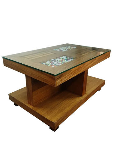 Glass Top Rectangle Wooden Coffee Table