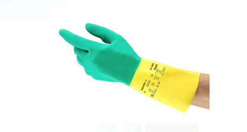 Water Proof Green And Yellow Powder Free Full Dipped Non Sterile Nitrile Rubber Gloves 