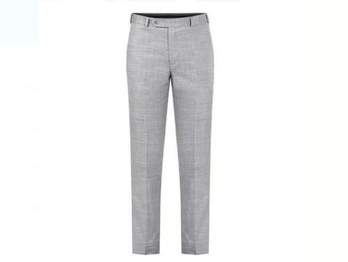Plain Pattern Grey Cotton Fabric Button And Zipper Closure Type Men Formal Pant 