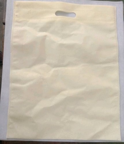 White Color Handle Type D Cut Plain Pattern For Shopping Non Woven Carry Bag 