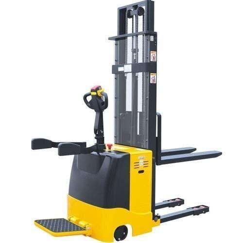 Yellow Easy-to-operate 2,200 Lb Capacity, 118" Lift Height, Battery Operated Electric Stacker