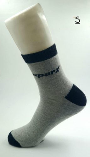 Black And Grey Soft And Comfortable Cotton Printed Ankle Length Sports Socks