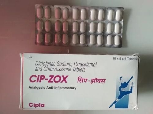 Diclofenac Sodium Paracetamol And Chlorzoxazone Tablet Packaging Size 10 X 6 X 5 Tablets