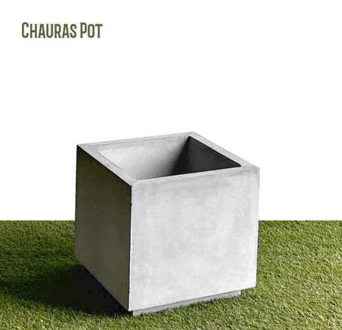 Durable Decorative Gardening And High Quality Square Grey Concrete Flowers Pot