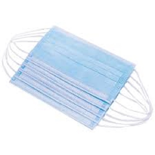 Eco Friendly Disposable And Light Weight Non Woven Plain Blue Face Mask - Non Woven Material, Single Use, Blue Color, Comfortable Fit, Flexible Head Strap