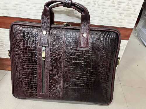 Leather Executive Bags In Brown Color, Lock Type: Zipper, Genuine Leather Design: Modern