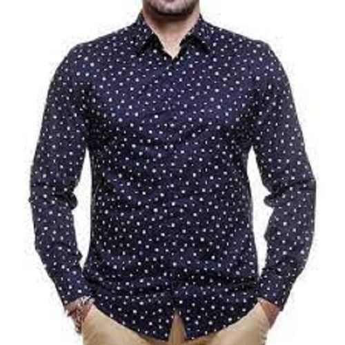 Men Comfortable Soft And Full Sleeve With Lightweight And Easy To Wear Cotton Blue Printed Men Shirt  Collar Style: Classic