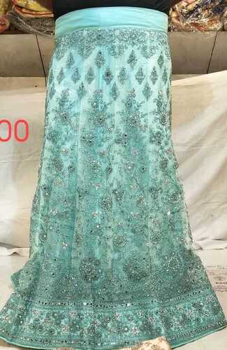 Sky Blue Party And Wedding Wear Semi-Stitched Embroidery Traditional Lehenga