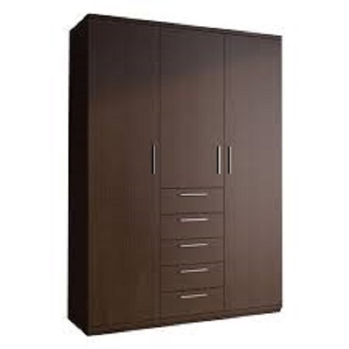 Brown Solid Wood Modern Sliding Door Wardrobe - Adjustable Size, Polished Finish | Large Capacity, Easy-Clean Surface, Stylish Design