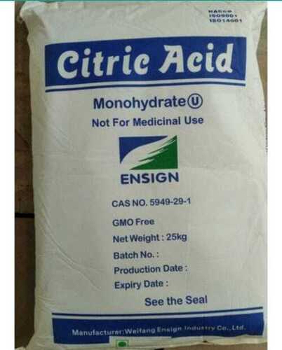 25 Kg Packaging Size White Crystal Food Grade Citric Acid Monohydrate  Application: Pharmaceutical Industry