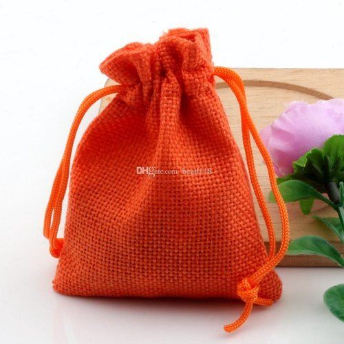 Eco Friendly Biodegradable Lightweight Plain Red Potli Knot Jute Pouch Bag 