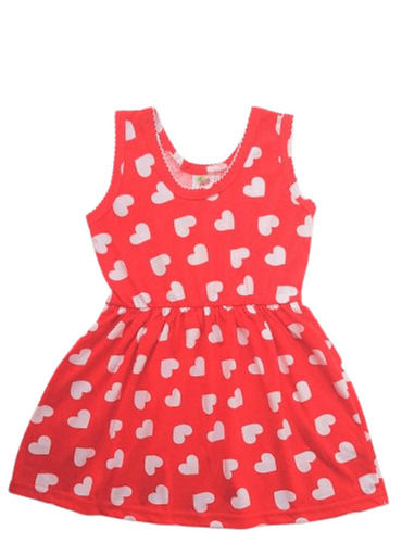 Dry Cleaning Girl Stylish Wear On Special Occasion Best Quality Kids Red Cotton Frock 