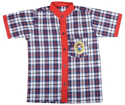 Kid Collar Neck Shorts Sleeves Comfortable And Breathable Cotton Check Printed Shirt