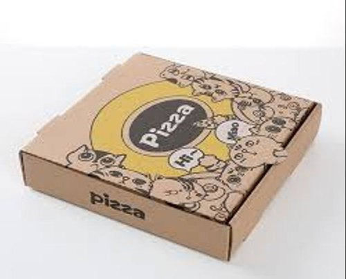 Glossy Lamination Pack Of 1Brown 3 Ply Rectangular Lightweight And Durable Printed Pizza Packaging Box