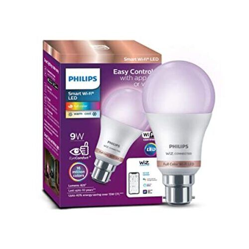 Philips Wiz Wi-Fi Enabled B22 9-Watt Led Smart Bulb Compatible With Amazon Alexa And Google Assistant