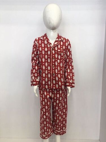 Red Printed Kids Night Suit