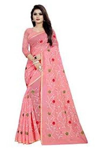 Shrink Resistance Skin Friendliness Elegant Look Womens Fancy Silk Pink Printed Saree