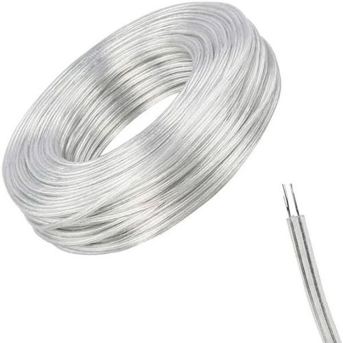 Silver Color 10 Meter And 2 Core Flat Transparent Pvc Insulated Electric Wire