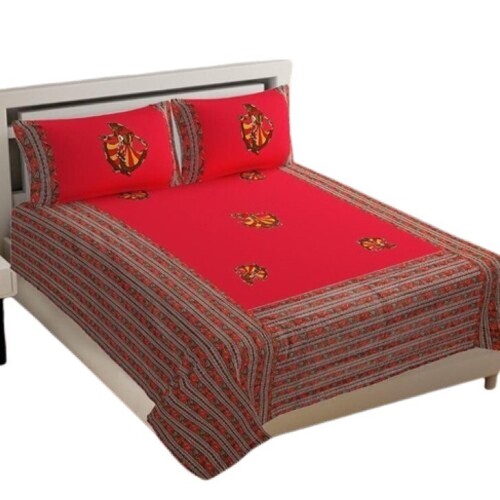 Red Soft And Comfortable Printed Made With Cotton Fabric Single Bed