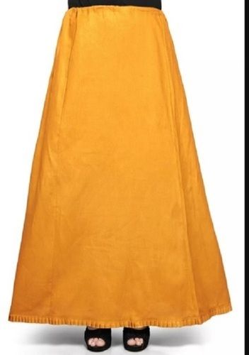 Women Casual Wear Breathable Light Weight Plain Full Length Cotton Yellow Petticoat Decoration Material: Paint