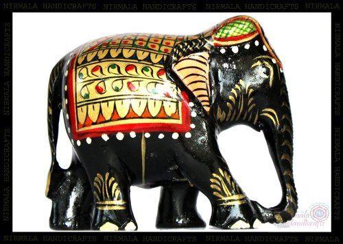 Traditional Attractive Strong Beautiful Design Wooden Painted Elephant Statue