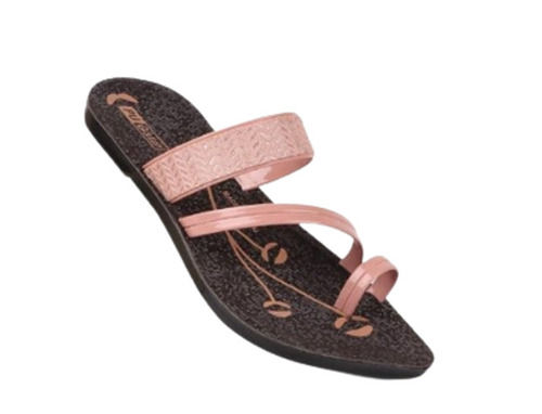 Brown And Peach Fancy Rubber Material Size 4X8 Comfortable Ladies Sandal  Heel Size: Flat