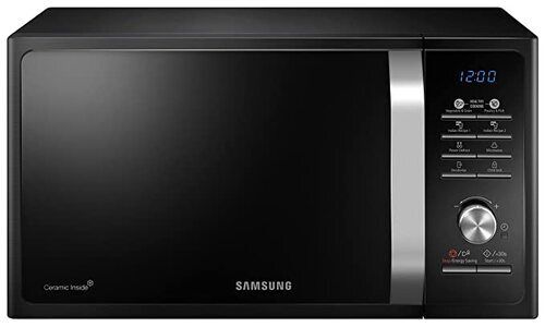 Black Samsung 23 Liters Solo Microwave Oven Used For Defrosting, Reheating And Cooking