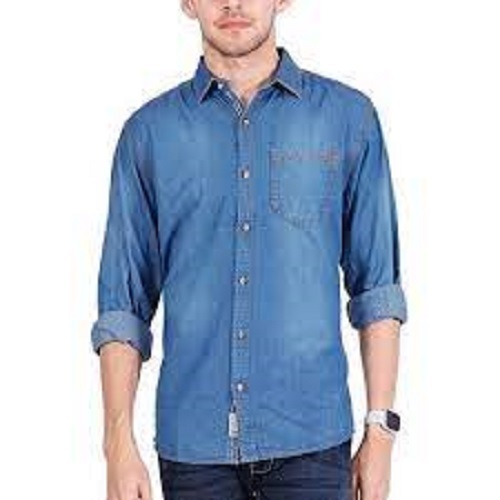 Classic Blue Denim Shirt - Customized Sizes 30-36, Full Sleeves | Breathable, Handwashable, Perfect for Summer