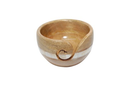 Natural Round Mango Wood Yarn Bowl For Event