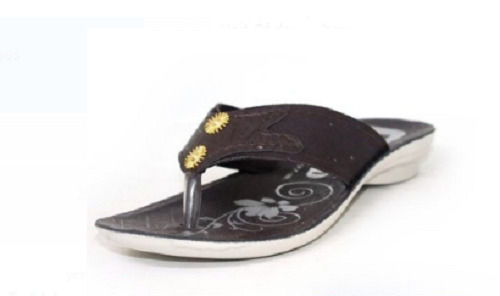 Flip Flop Brown Fancy Rubber Material Size 5X8 Comfortable To Wear Ladies Slippers 