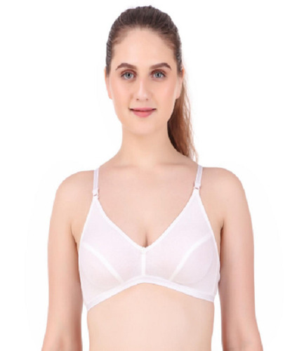 फ्रंट क्लोज़र महिलाओं के लिए 100 प्रतिशत आरामदायक और एडजस्टेबल प्योर कॉटन प्लेन व्हाइट ब्रा