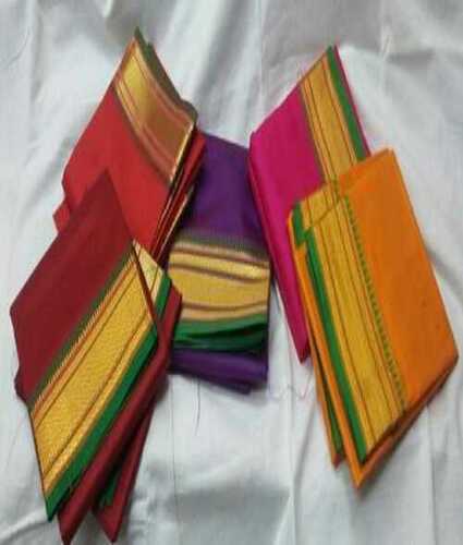 सभी त्यौहारों और पूजा के अवसरों के लिए कॉटन प्लेन पूजा धोती सेट, मल्टीकलर