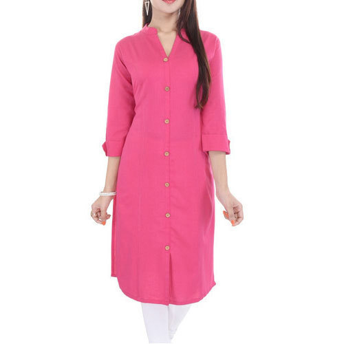 Cotton Kurta - Bust Size 20-23 Inch, Length 42 Inch, Pink Color | Washable, Plain Design, Available in Sizes S to XXL, Ideal for Formal Ethnic Wear