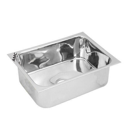 Silver Rectangular Shape Polished Finish Kitchen Stainless Steel Sink  Installation Type: Deck Mounted