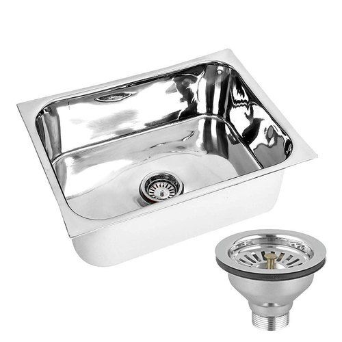 Silver Square Shape Polished Finished Undermount Type Stainless Steel Kitchen Sink  Size: 24 X 18 X 9 Inch