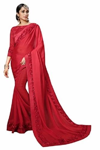 Aggregate 185+ plain red saree look latest