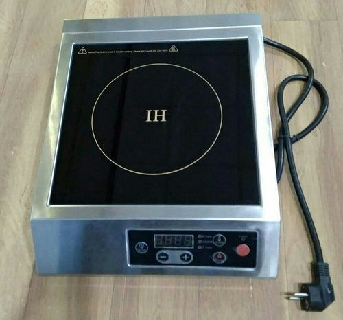 Manual Black Polished Stainless Steel Commercial Induction Cooktop, 3500 Watt 