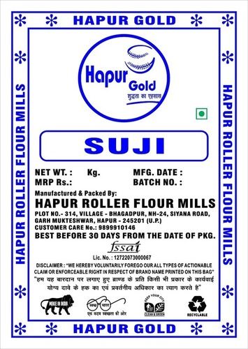 Original 100 Percent Fresh And Natural Hapur Gold Granulated Pure Wheat Suji, 50 Kg