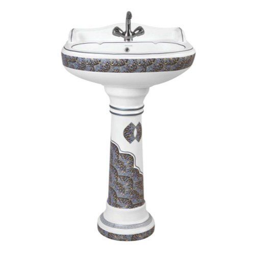 Ceramic Attractive Design Wall Mounted Crack And Scratch Resistance Blue And White Wash Basin 